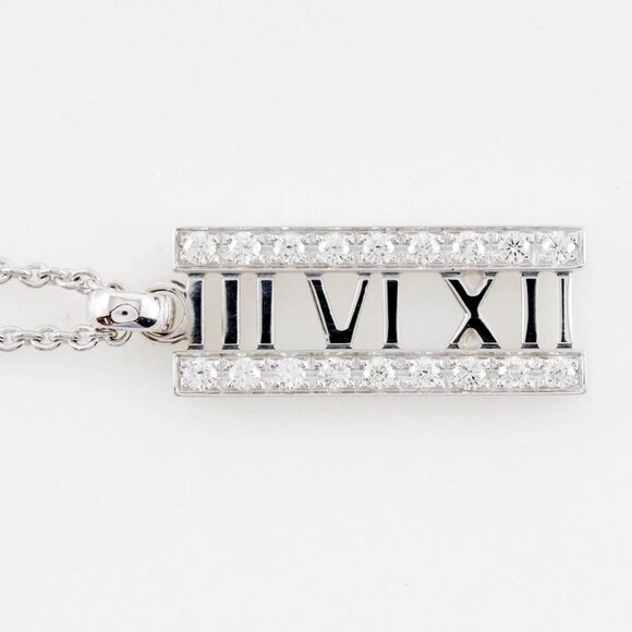 TIFFANY&Co. Atlas open bar Necklace K18 white gold/diamond 6.6g Women - Picture 7 of 8